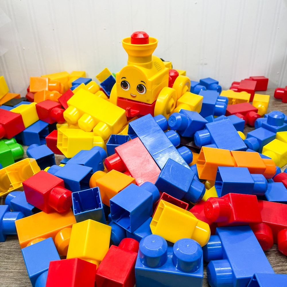 Mega Bloks First Builders Lot with Rolling Train Engine Toddler Building Blocks